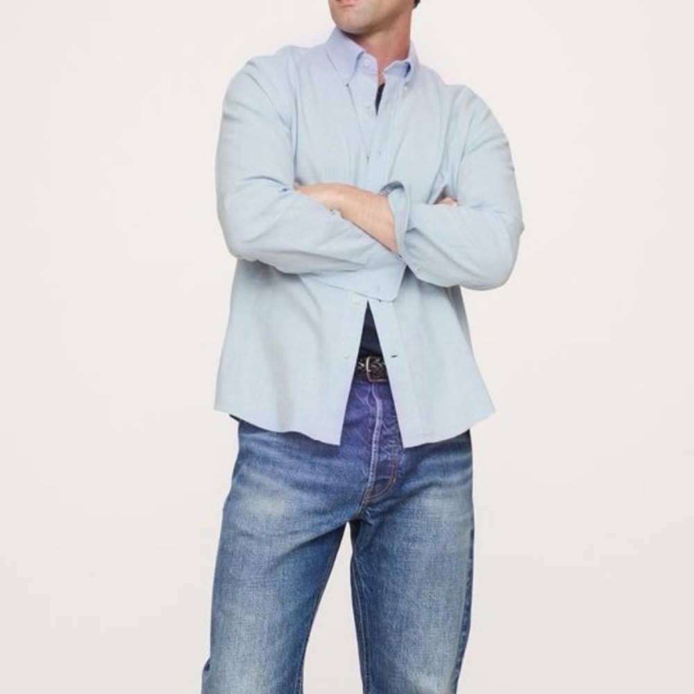 Banana Republic Light Blue Cotton Flannel Shirt